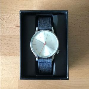 Komono wrist watch denim silver and leather